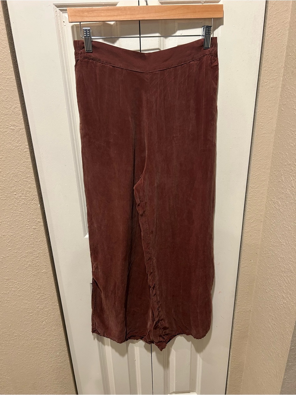 Amour Vert Cupro Wide Leg Pull On Ankle Pants ,Small made in USA Lagenlook artsy